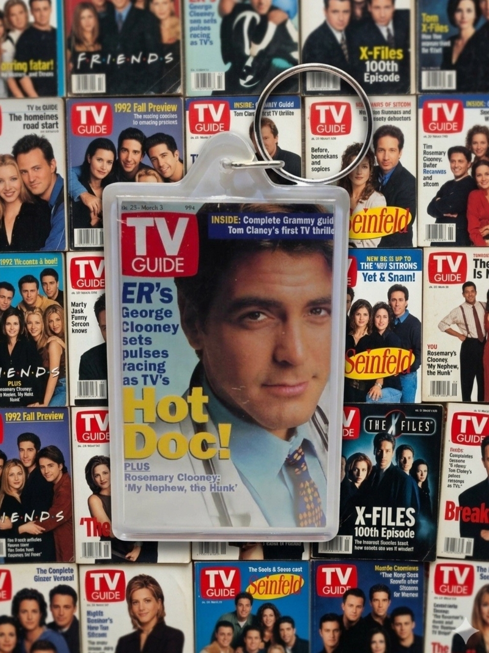 Keychain featuring a vintage TV Guide magazine cover from February 25